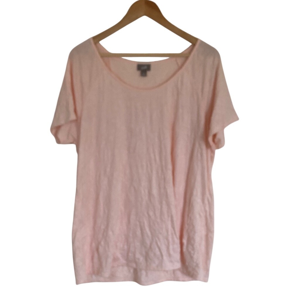 J Jill Women's Pink Pullover Short Sleeve Top T-Shirt Size XL Crinkle Casual